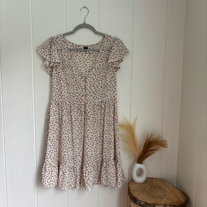 SHEIN Cream and Red Floral Mini Dress